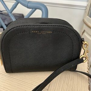 Marc Jacobs Black Small Dome Crossbody Bag with Gold Accents